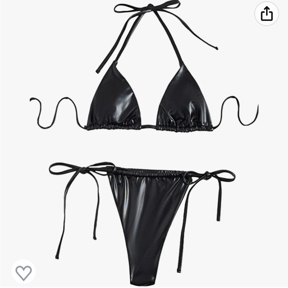 Metallic Bikini - Triangle Top Two Piece Swimsuit Tie Side